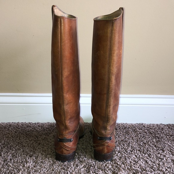 Frye Lindsay Plate Tall Boots: Cognac Brown Distressed, Size 8.5. - Picture 8 of 16